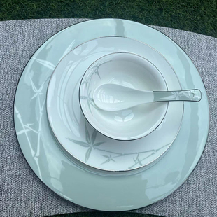 酒店摆台餐具套装骨瓷竹韵会所餐厅包厢餐饮专用陶瓷四件套商用