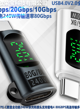 Type-C转接头数显140W公对母USB4快充 35W适用苹果转安卓iPhone15
