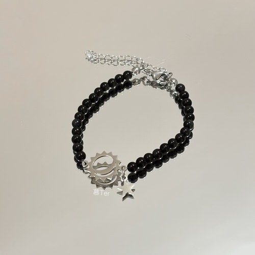 【朱马】慕Ter太阳月亮juniormark星星手链黑曜石