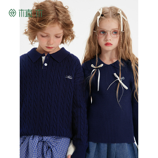 植木童装 儿童毛衣2025秋季新款男童老钱风针织衫女童绞花毛衣