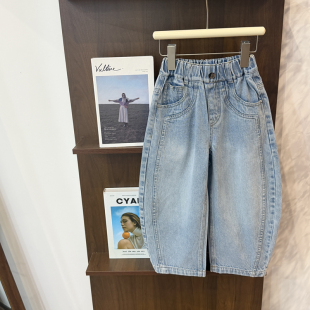 子春装 leomama女童牛仔裤 儿童裤 宽松小女孩休闲裤 春秋2026新款