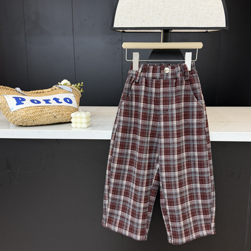 leomama女童加绒裤子秋冬装新款洋气外穿儿童格子裤女大童阔腿裤,童装/婴儿装/亲子装,裤子,淘宝优惠券,粉丝福利购,淘宝优惠卷