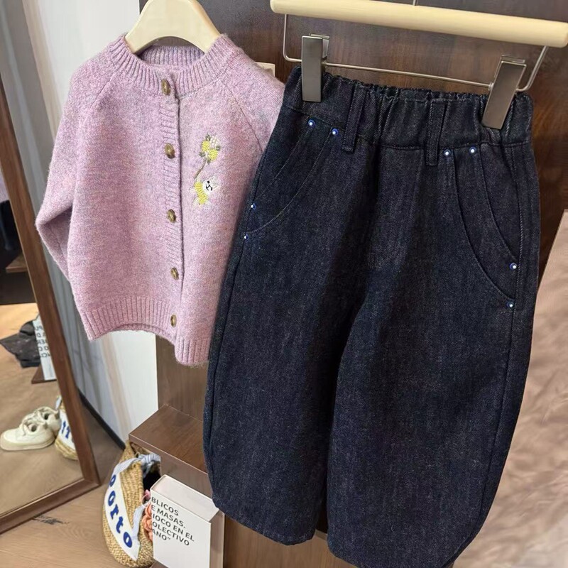 leomama女童加绒牛仔裤2025新款女童一体绒加厚好看净色直筒裤,童装/婴儿装/亲子装,儿童牛仔裤,淘宝优惠券,粉丝福利购,淘宝优惠卷