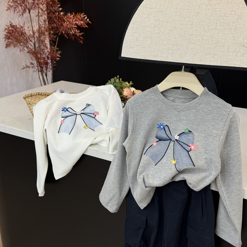 leomama女童甜美蝴蝶结圆领长袖T恤秋季儿童打底衫宝宝休闲上衣,童装/婴儿装/亲子装,T恤,淘宝优惠券,粉丝福利购,淘宝优惠卷