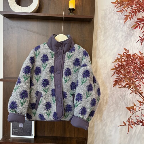leomama【风信紫】 女童加厚冬装棉服2025新款儿童双面穿棉袄外套