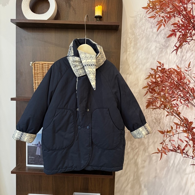 leomama【静谧藏蓝】女童韩版加绒棉服冬季款时尚可拆卸围脖棉衣,童装/婴儿装/亲子装,棉袄/棉服,淘宝优惠券,粉丝福利购,淘宝优惠卷