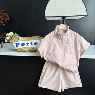 儿童大童时髦洋气夏季 leomama女童短袖 套装 2025新款 两件套 短裤