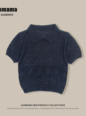leomama女童夏季薄款针织衫上衣小女孩短袖Polo领时髦夏装衣服
