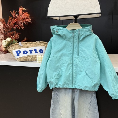 【稀有配色】童装女童韩版时尚双拉链连帽外套宽松百搭洋气上衣