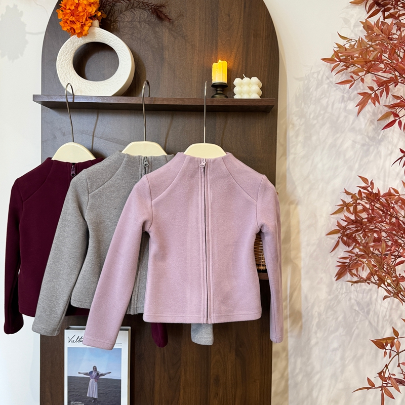 Leomama【小暖皮】童装女童修身卫衣外套秋冬儿童百搭拉链衫上衣