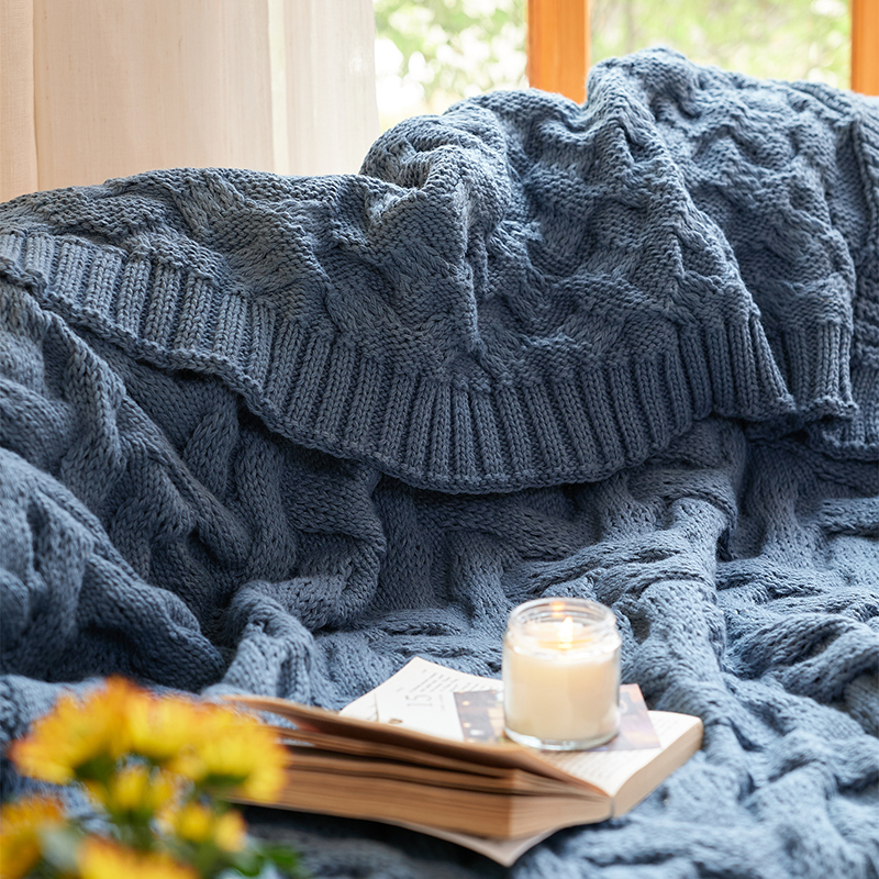 梦晚寻针织毛毯披肩盖毯