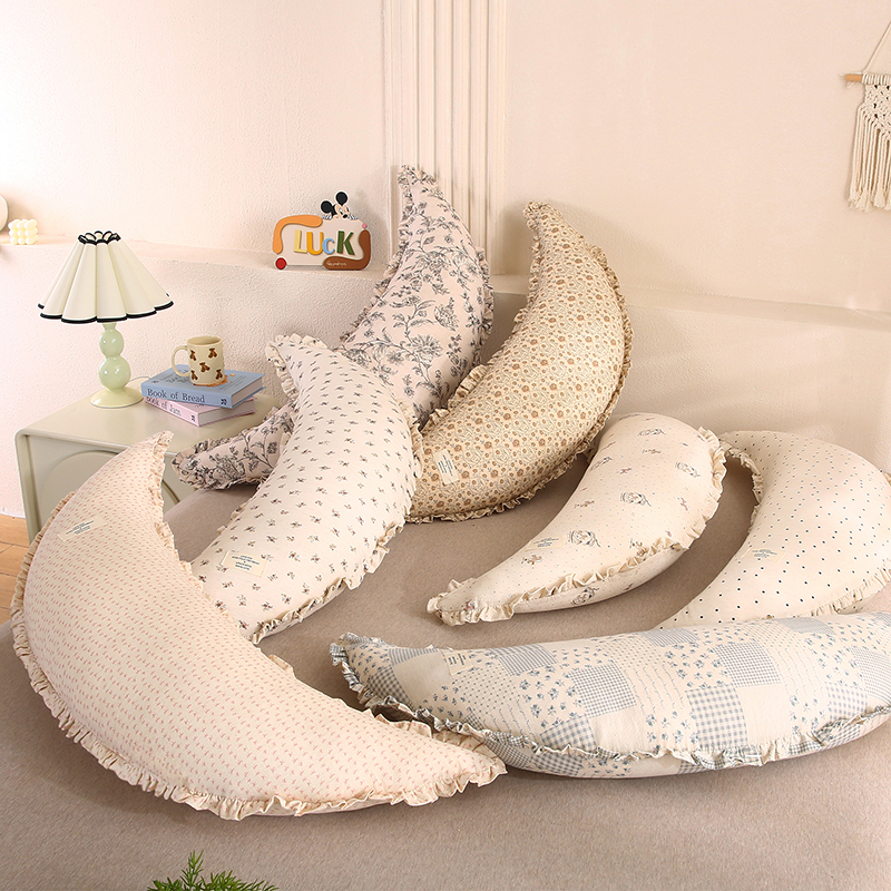 棉麻月亮长抱枕女生夹腿睡觉