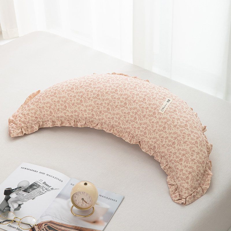 梦晚寻棉麻多功能月亮大抱枕女生靠枕卡通枕芯异形可拆洗枕头靠垫