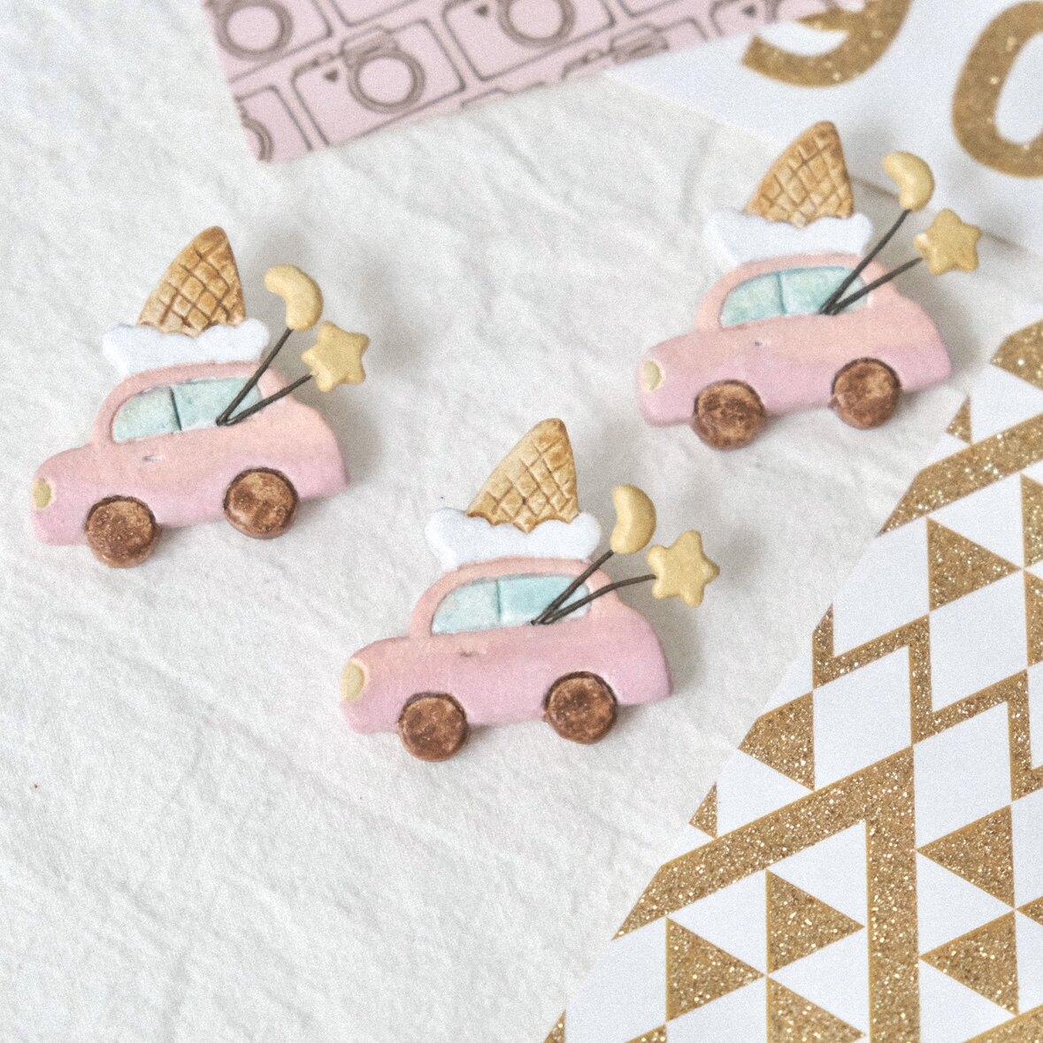 雪糕车 原创陶土手工饰品 冰箱贴/胸针