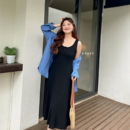 气质显瘦高级感无袖 DM100大码 女装 百分百2025夏季 背心连衣裙 新款