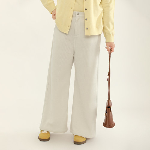 DM100大码百分百2025夏新款女装松紧腰遮肉直筒雪尼尔坑条休闲裤