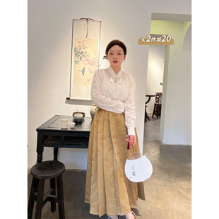 上衣半身裙 DM100大码 百分百女装 微胖mm马面裙套装 国风新中式