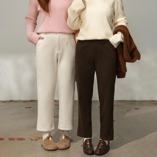 羊毛呢法棍裤 DM100大码 纯色百搭休闲小脚裤 微胖mm冬季 百分百女装