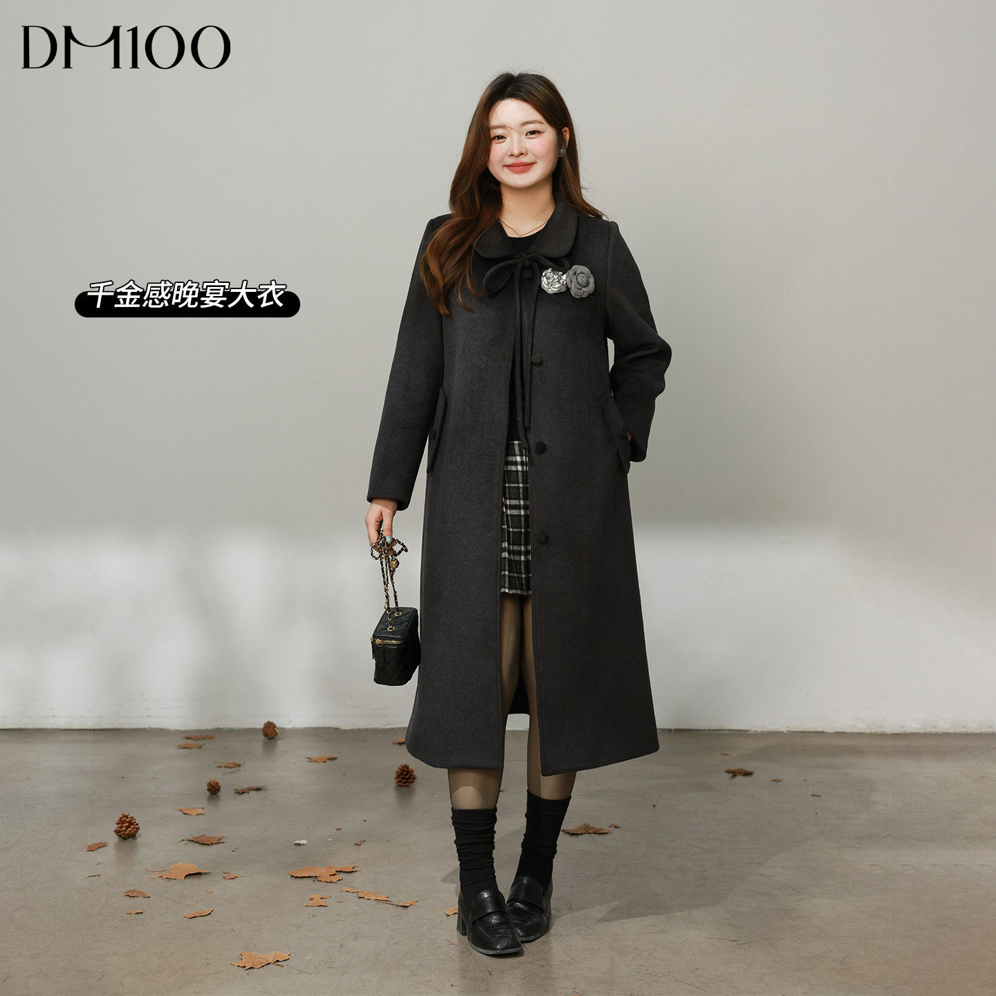 DM100大码百分百女装微胖mm冬季山茶花长款夹棉加厚毛呢大衣外套,女装/女士精品,大码呢大衣,淘宝优惠券,粉丝福利购,淘宝优惠卷