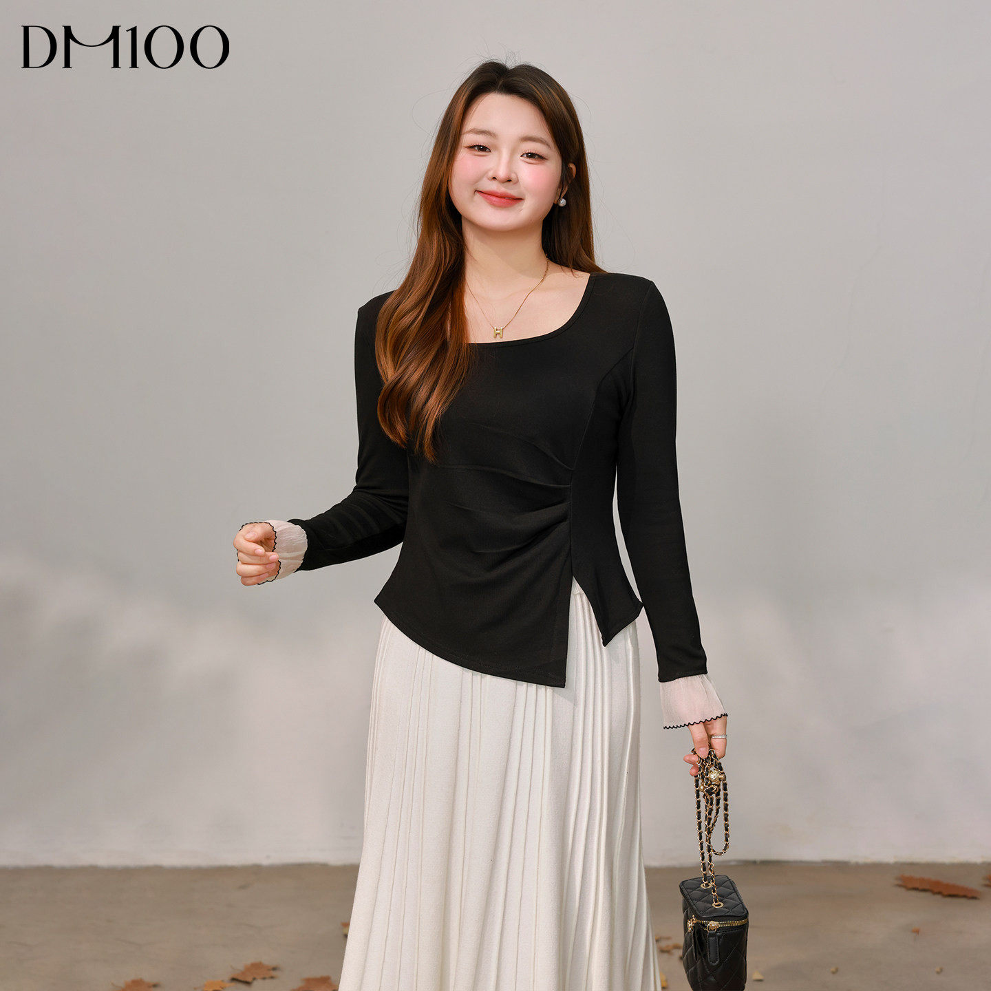 DM100大码百分百女装微胖mm冬季花边方领收腰开叉修身T恤打底衫,女装/女士精品,大码内搭,淘宝优惠券,粉丝福利购,淘宝优惠卷