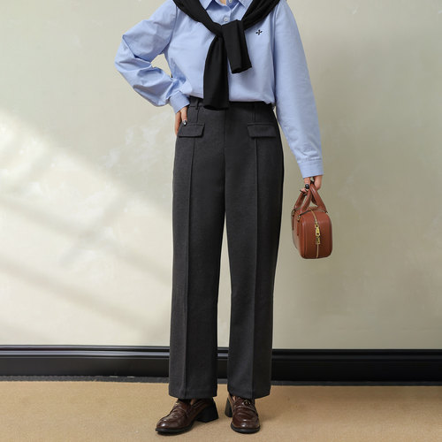 DM100大码百分百微胖mm女装秋季显瘦遮肉直筒裤子高腰遮胯休闲裤