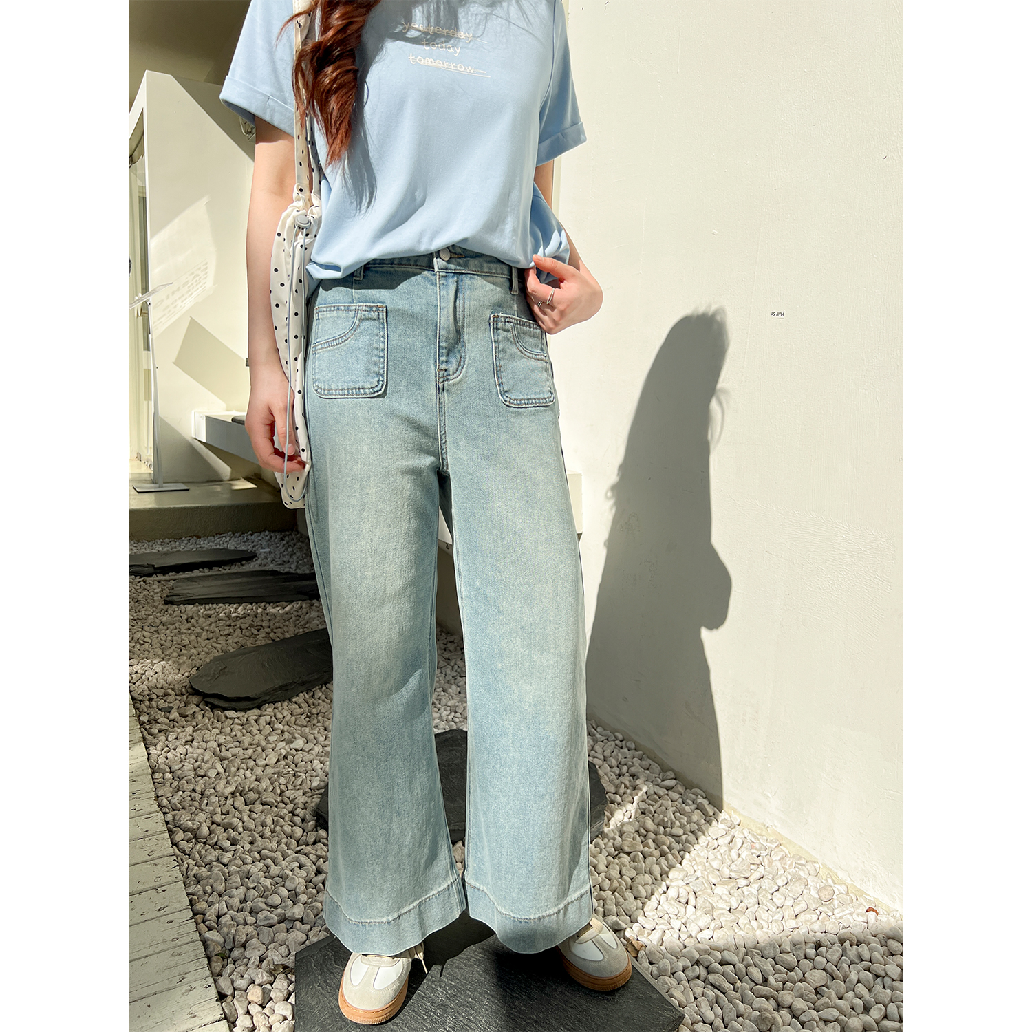 DM100大码百分百2025夏季新款女装宽松显瘦阔腿裤休闲浅色牛仔裤