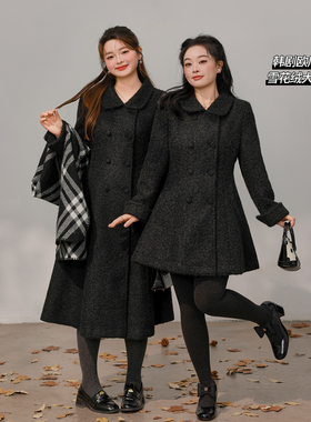 【12/26 单品85折+立减10%】DM100大码收腰显瘦毛呢大衣外套