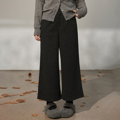 DM100大码百分百女装微胖mm冬季百搭舒适仿羊绒宽松阔腿休闲裤