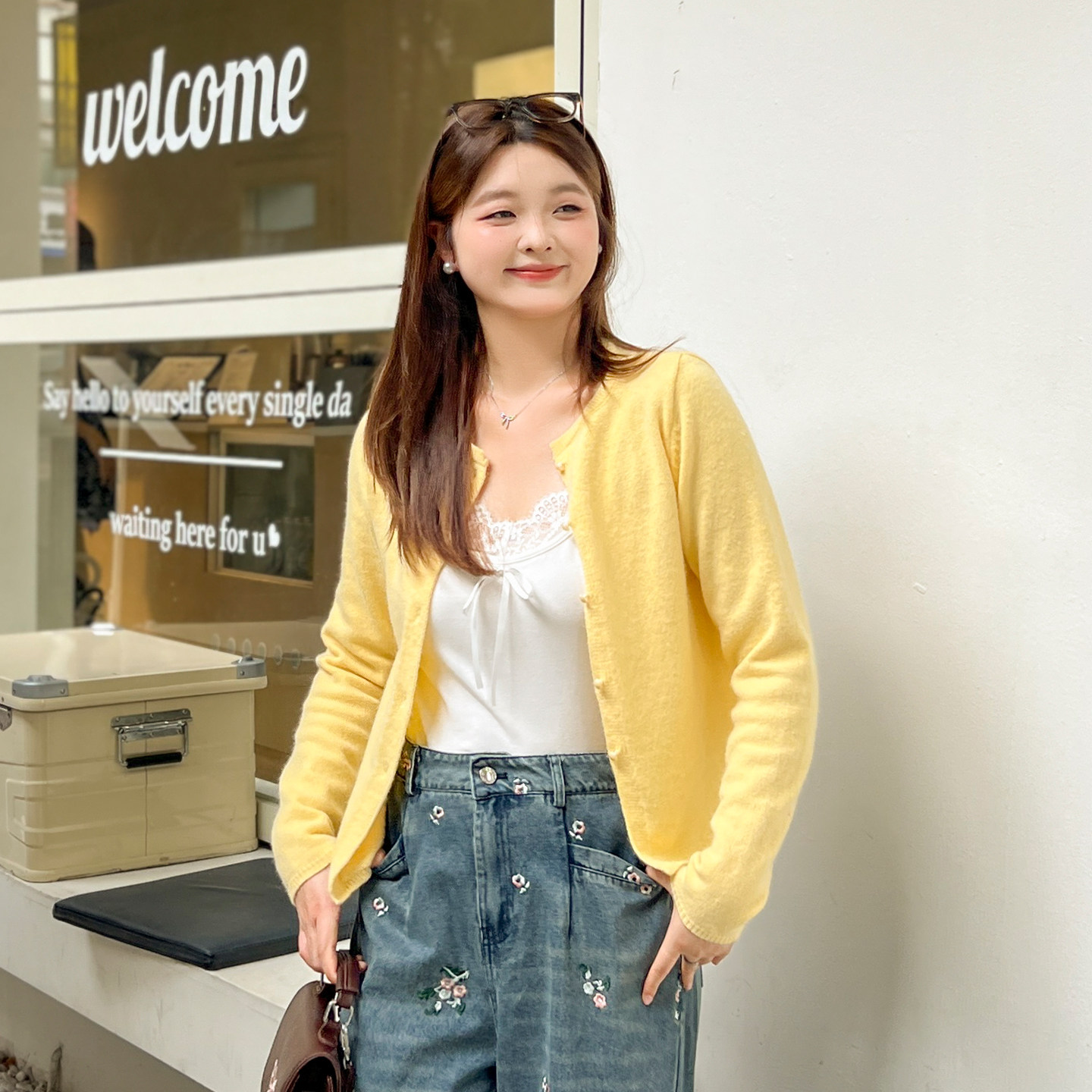 DM100大码百分百女装微胖mm秋季时尚百搭软糯开衫奶黄色针织衫,女装/女士精品,毛针织衫,淘宝优惠券,粉丝福利购,淘宝优惠卷