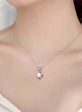 纯银莫桑石项链女七夕礼物送女友