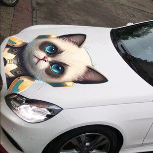 汽车机盖贴纸引擎盖卡通个性贴国潮创意车门车盖装饰刮痕遮挡车贴