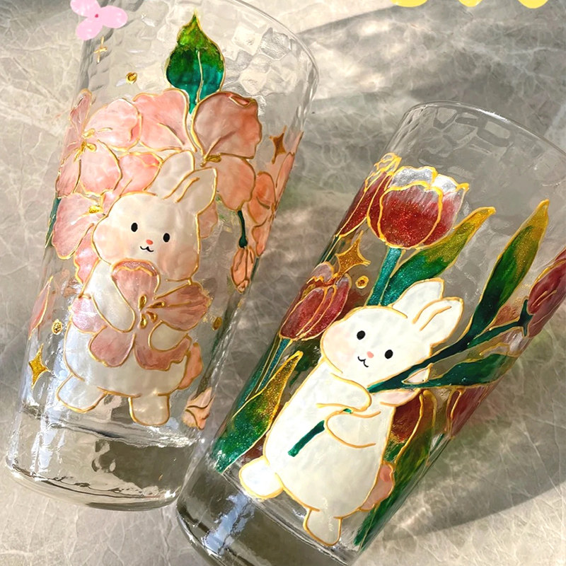 手绘玻璃杯diy手绘玻璃画涂鸦彩绘杯子材料包儿童手工制作水杯子