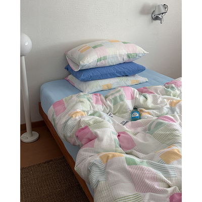 玫梅芭乐韩式复古少女柔软双层纱全棉四件套纯棉床单被套床笠床品