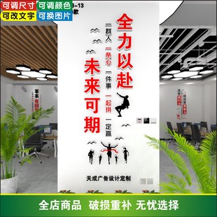 全力以赴未来可期一群人一条心办公室励志激励标语企业文化墙设计