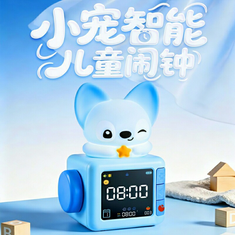 创意儿童闹钟夜灯多功能伴睡