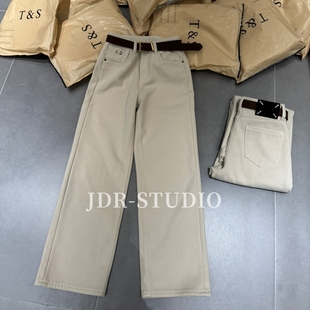 现货欧洲站2025冬季新款洋气高腰显瘦加绒直筒牛仔裤百搭显瘦女