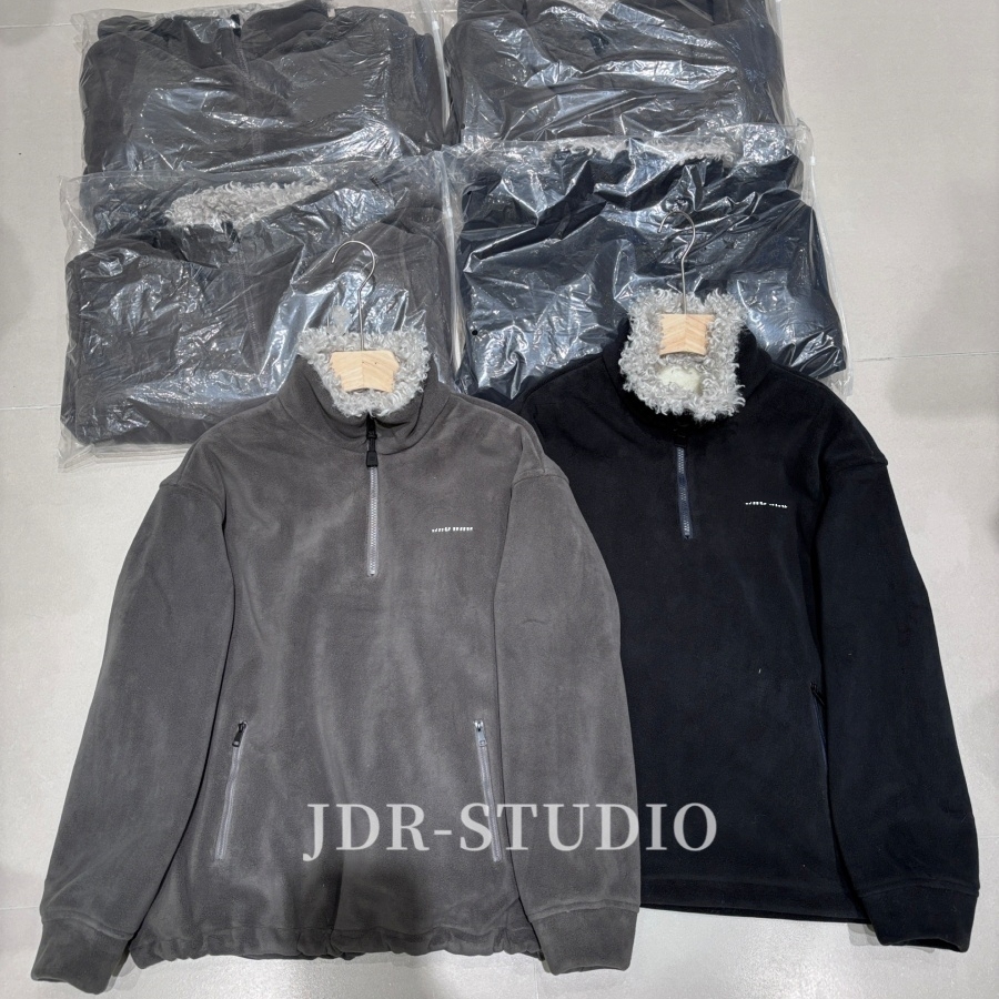 现货欧洲站2025冬季新款洋气立领半拉链德绒加绒卫衣宽松百搭上衣