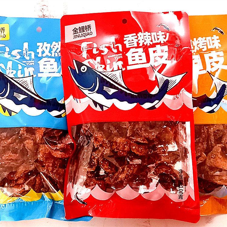 金鲤桥香酥鱼皮脆袋装烧烤味鳕鱼皮即食鱼零食休闲食品70g多口味