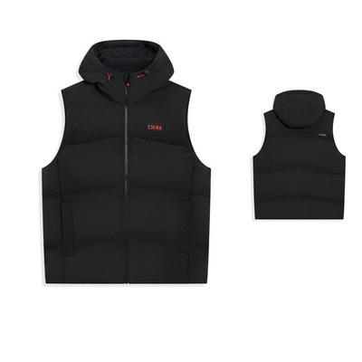 特步男款羽绒服马甲2025冬新款保暖轻薄运动男外套975429 260138