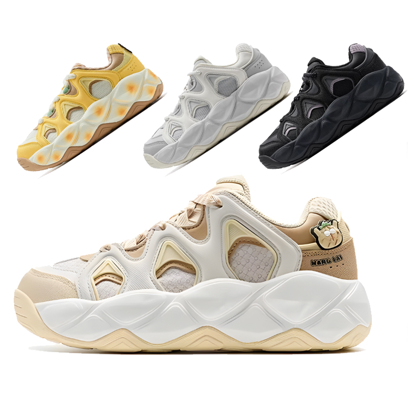 特步菠萝鞋时尚女款2025春新款轻便百搭运动休闲鞋975118 320009