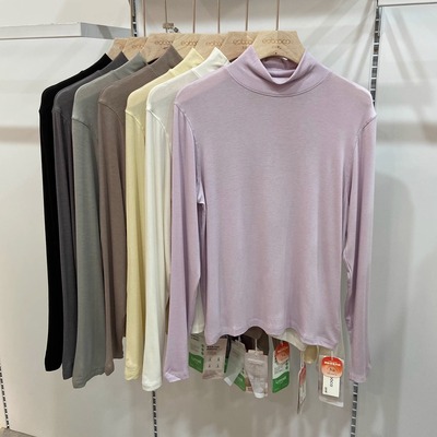 优布客5823秋冬款针织薄款羊毛套头纯色T恤打底衫半高领叠穿上衣