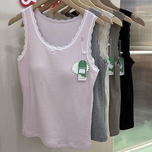 朴怡优品9828秋冬女新款蕾丝花边圆领带胸垫美背文胸打底保暖背心