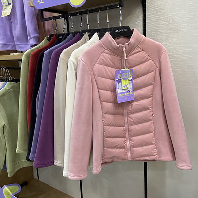 清仓她炽好彩2586羽绒加厚内胆外穿外套立领男女长绒拼接秋冬保暖