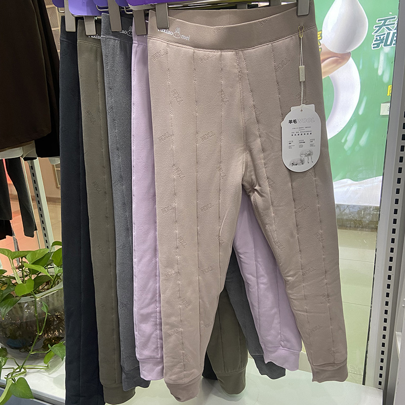 兔小美6162少女男孩中大童高腰绵羊毛三层保暖裤打底棉裤加厚6163