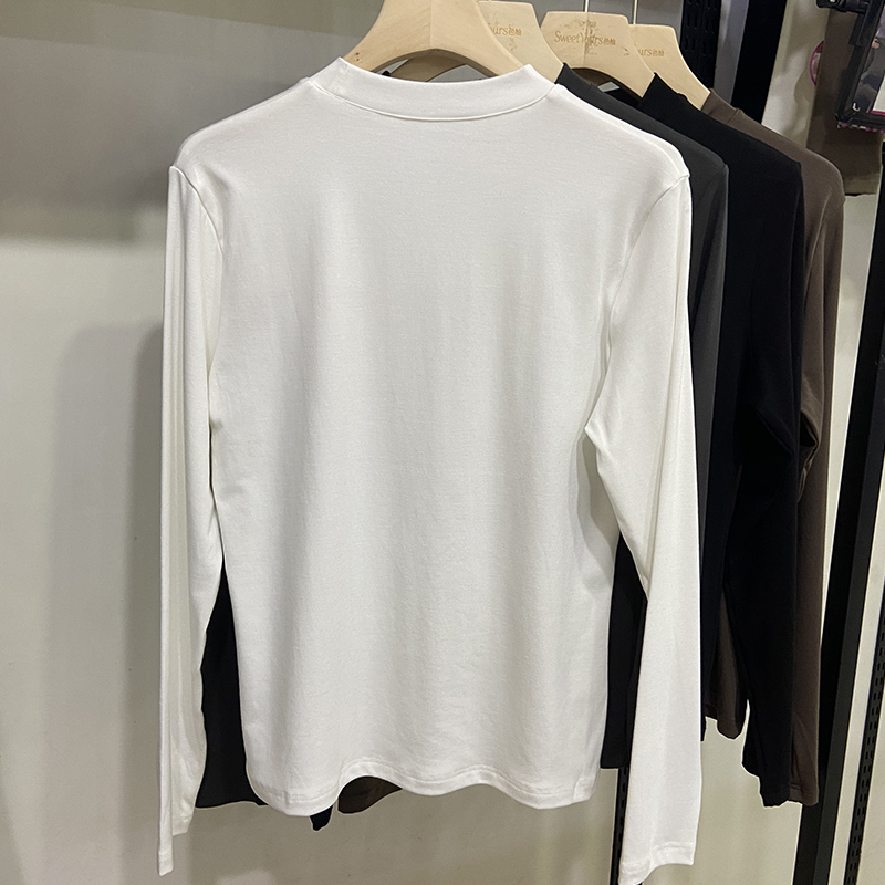 色柚秋冬长袖内搭圆领薄款莫代尔