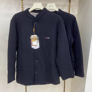 启点851秋冬新中老年男加厚款 棉袄驼绒蚕丝服外套立领 保暖爸爸装