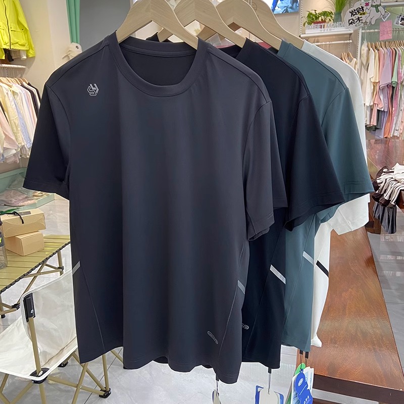 25T627夏新款男圆领短袖背心速干冰感纯色T恤衫运动休闲