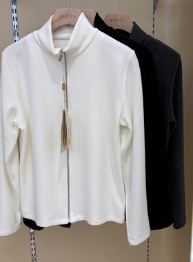 庄泰7329简约立领拉链外穿打底开衫短外套女士长袖保暖厚款上衣秋