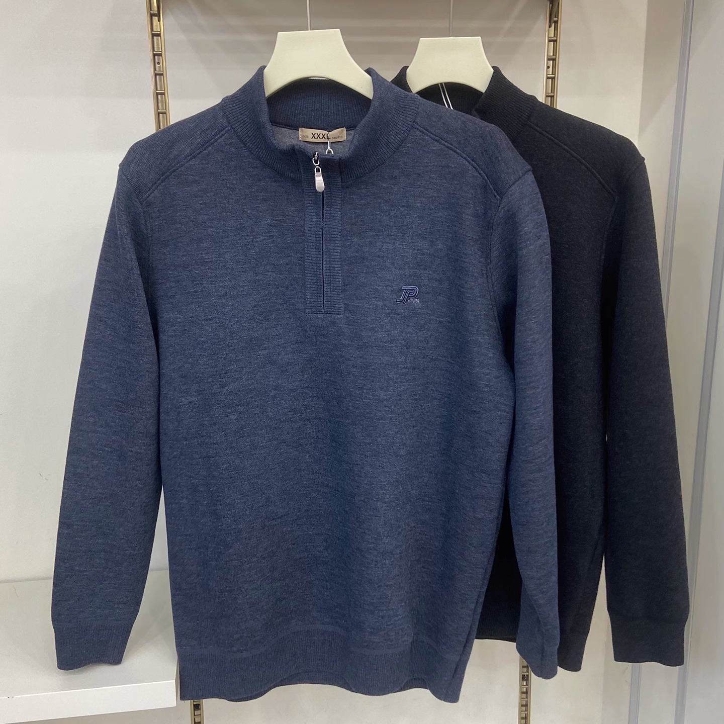 劲派3807半拉链中领男士加绒加厚打底针织衫冬季新款保暖毛衣上衣