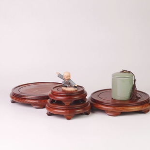 实木鱼缸茶壶底托瓷器木雕红檀木摆件镂空底座红木工艺品木底座